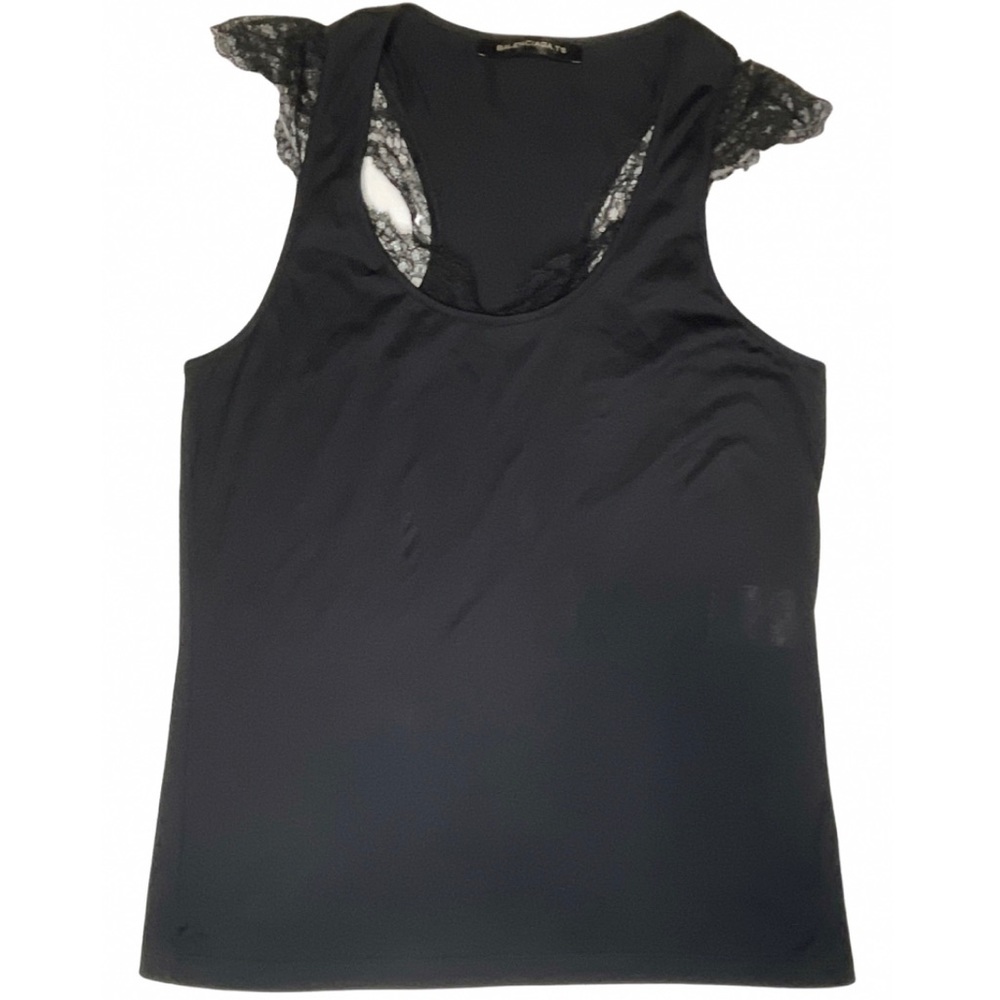 *SOLD* Balenciaga T’s Black Lace Tank Top Like New Womens 38 sleeveless TShirt